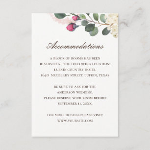 Carte D'accompagnement Élégant Mariage floral Hébergement rose + QR