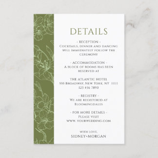 Carte D'accompagnement Elégant Mariage Floral Sage Green Détails