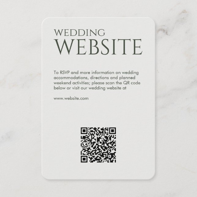 Carte D'accompagnement Élégant Mariage moderne de mousse verte (Devant)