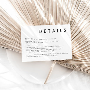 Carte D'accompagnement Elégant Mariage Noir Et Blanc Simple Détails