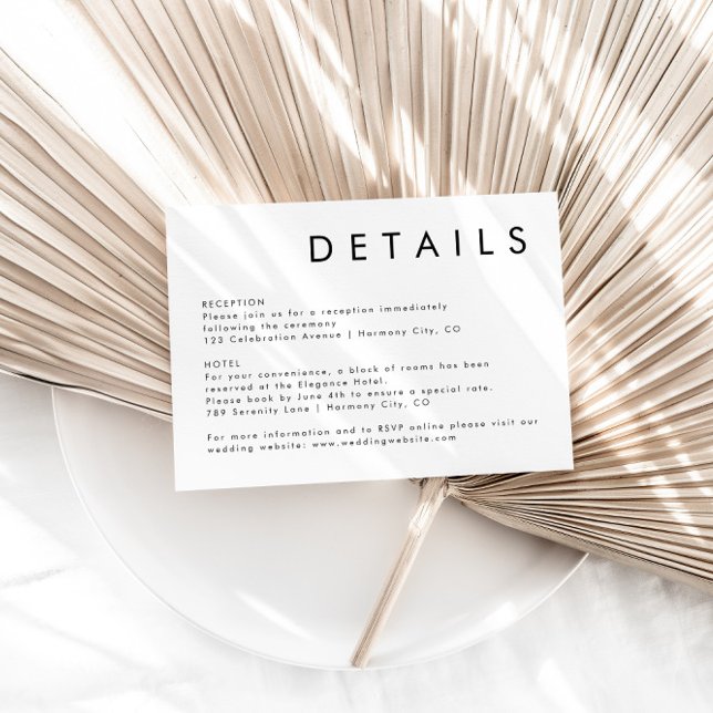 Carte D'accompagnement Elégant Mariage Noir Et Blanc Simple Détails (Créateur téléchargé)