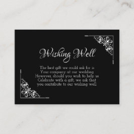 Carte D'accompagnement Elégant Mariage noir et blanc Wishing well