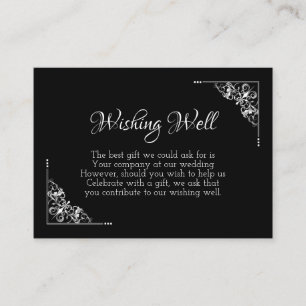 Carte D'accompagnement Elégant Mariage noir et blanc Wishing well
