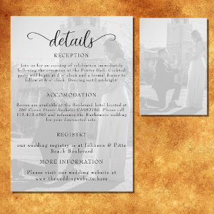 Carte D'accompagnement Élégant Mariage photo noir et blanc