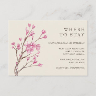 Carte D'accompagnement Elégant Mariage Rose Cherry Blossom Hébergements