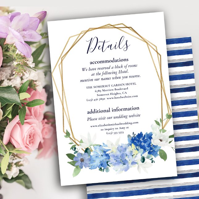 Carte D'accompagnement Elégant Marine Blue Floral Foliage Moderne Mariage (Créateur téléchargé)