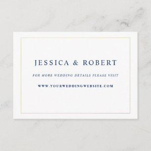 Carte D'accompagnement Elegant Marine Blue Gold Mariage Site Web Insérer