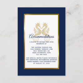 Carte D'accompagnement Elégant Marine Gold Seahorses Mariage Hébergements