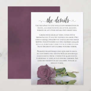 Carte D'accompagnement Elégant Mauve rose Reflet Rose Détails du Mariage