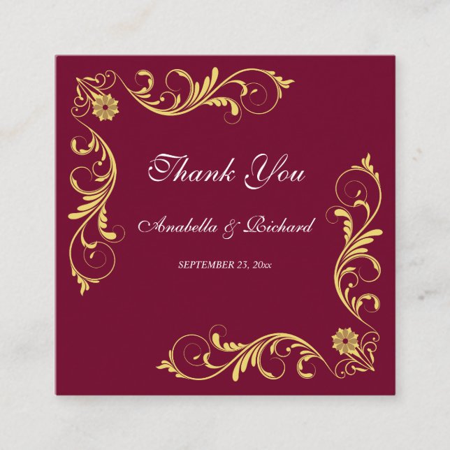 Carte D'accompagnement Élégant Merci Mariage victorien (Devant)