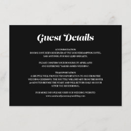 Carte D'accompagnement Élégant minimal Bold Black Mariage Détails de l'in