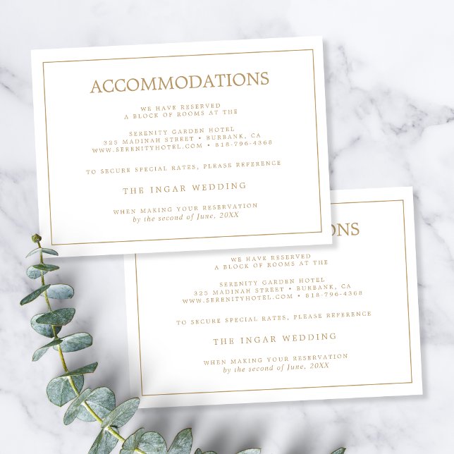 Carte D'accompagnement Elégant minimal Bordure Gold Mariage Hébergements (Créateur téléchargé)