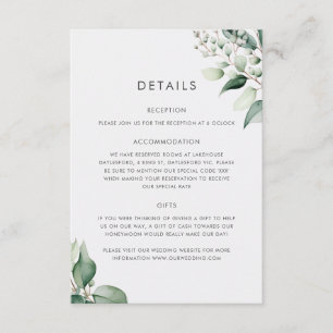 Carte D'accompagnement Elégant minimal Eucalyptus Mariage de verdure