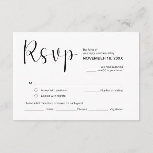 Carte D'accompagnement Élégant minimal moderne, RSVP, Police noire, Répon