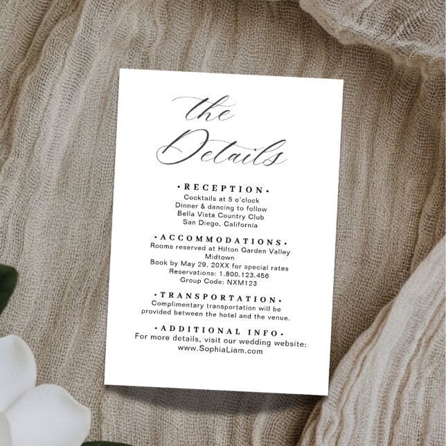 Carte D'accompagnement Elegant Minimalist Wedding Details Card Template (Créateur téléchargé)