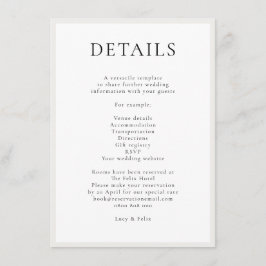 Carte D'accompagnement Élégant minimaliste | Moderne Chic Mariage simple