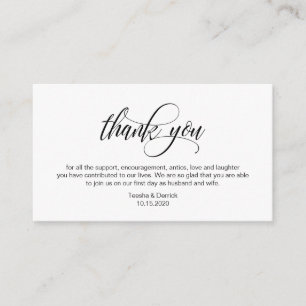 Carte D'accompagnement Élégant moderne, Script noir, Merci Mariage