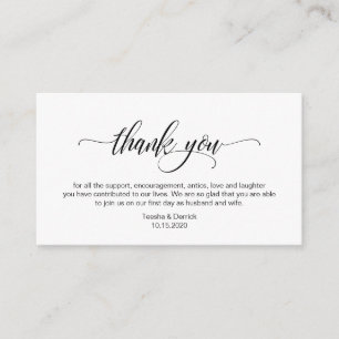 Carte D'accompagnement Élégant moderne, Script noir, Merci Mariage