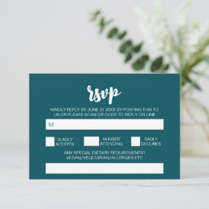 Carte D'accompagnement Elégant moderne Turquoise simple Mariage QR Code R