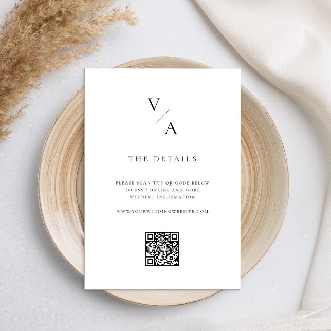 Carte D'accompagnement Élégant Monogramme moderne Mariage noir et blanc (Créateur téléchargé)