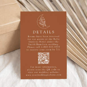 Carte D'accompagnement Elegant Moon Terracotta Détails Mariage QR Code