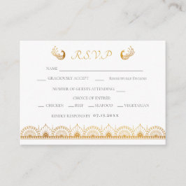 Carte D'accompagnement Elégant Motif d'or mariage indien RSVP