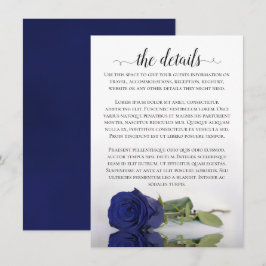 Carte D'accompagnement Elegant Navy Blue Reflet Rose Détails du Mariage