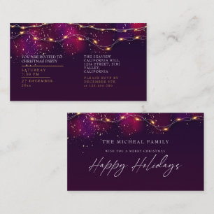 Carte D'accompagnement Élégant Neon violet Holly Noël personnalisé