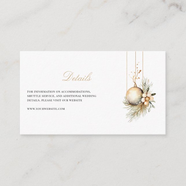 Carte D'accompagnement Élégant Noël Floral Winter Détails (Devant)