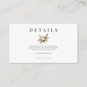 Carte D'accompagnement Élégant Noël Floral Winter Détails