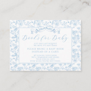Carte D'accompagnement Élégant nœud bleu livres floraux vintage pour bébé