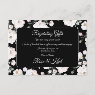 Carte D'accompagnement Élégant noir blanc motif floral Mariage