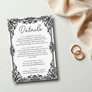 Carte D'accompagnement Élégant Noir Et Blanc Classique Mariage Formel