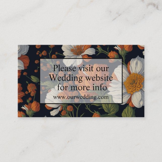 Carte D'accompagnement Élégant orange fleurs florales blanches code QR (Devant)