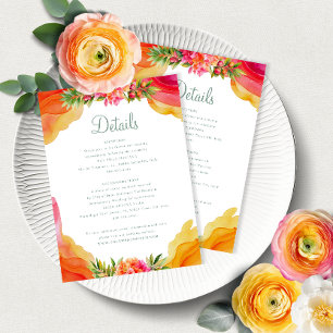 Carte D'accompagnement Elégant Orange Floral Bougainville Détails du Mari