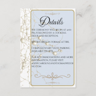 Carte D'accompagnement Elégant Pearl Gold Script Mariage Perles romantiqu