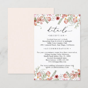 Carte D'accompagnement Élégant Pêche Floral Détails Mariage