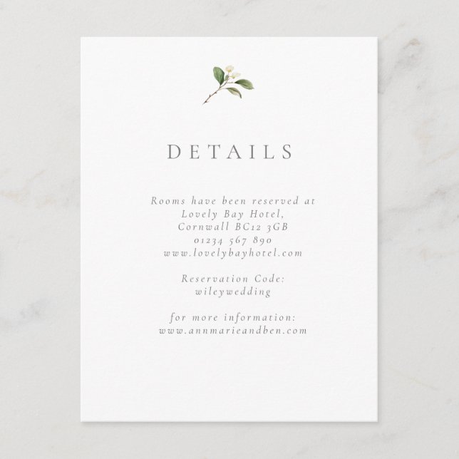 Carte D'accompagnement Élégant Portrait Mariage en fleur de poire (Devant)