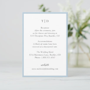 Carte D'accompagnement Élégant Poudre bleu Monogramme Mariage moderne