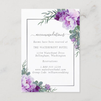 Carte D'accompagnement Elegant Purple & Silver Floral Détails du Mariage