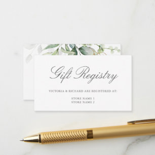 Carte D'accompagnement Élégant registre cadeau Eucalyptus Greenery Gold