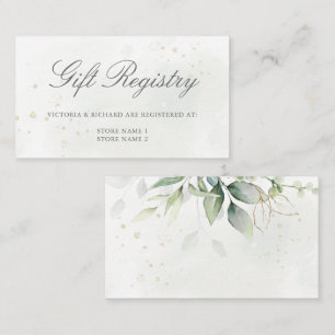Carte D'accompagnement Élégant registre cadeau Eucalyptus Greenery Gold