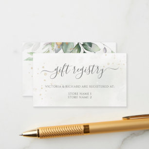 Carte D'accompagnement Élégant registre cadeau Eucalyptus Greenery Gold