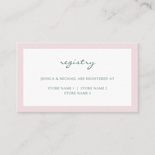 Carte D'accompagnement Élégant Registre Mariage rose simple (Devant)