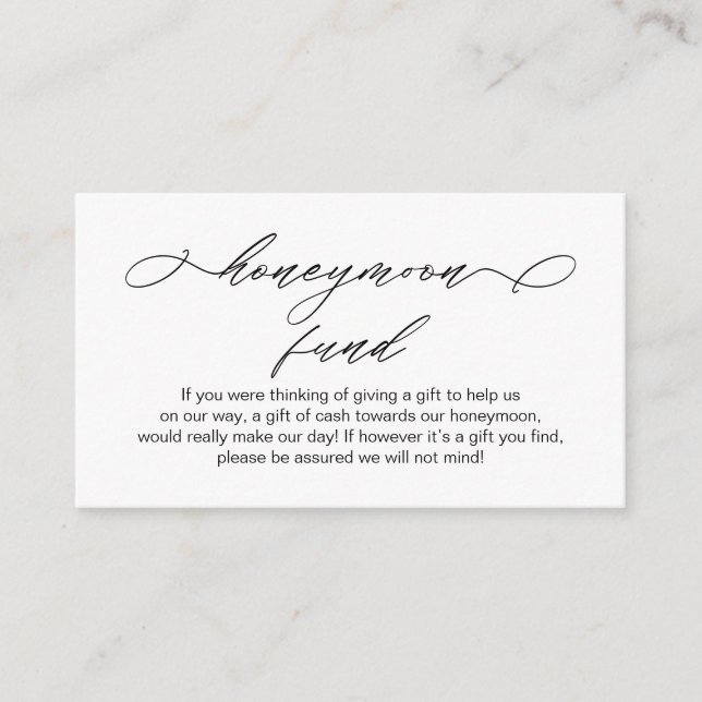 Carte D'accompagnement Elégant romantique, Mariage Honeymoon Fund ou des  (Devant)