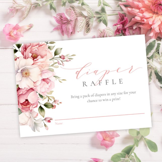 Carte D'accompagnement Élégant rose bébé fille Baby shower Déchets Raffle (Créateur téléchargé)