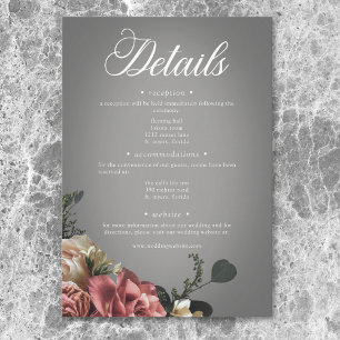 Carte D'accompagnement Élégant rose blanc Rose gris Mariage