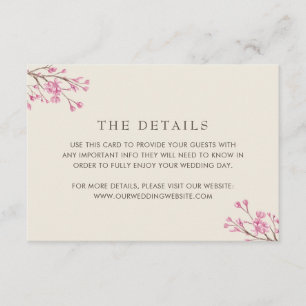 Carte D'accompagnement Elegant rose cerisier en fleurs Détails du Mariage