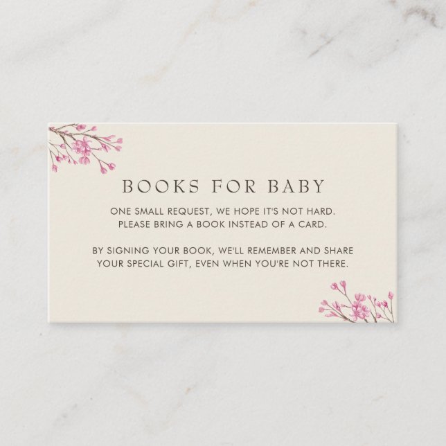 Carte D'accompagnement Elegant rose Cherry Blossom Livres pour bébé (Devant)