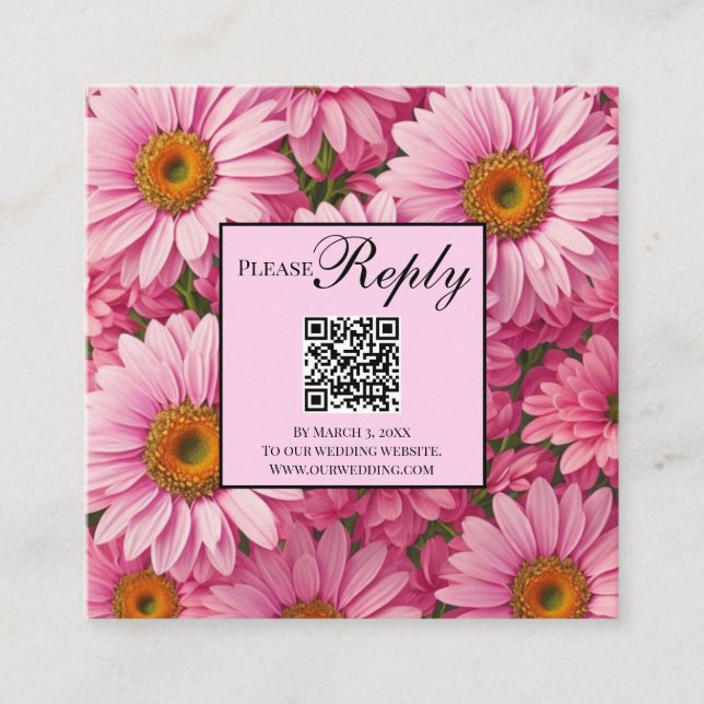 Carte D'accompagnement Elégant rose floral marguerites de tournesol code  (Devant)